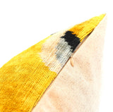 Handmade 16x16 Silk Velvet Geometric Throw Pillow in Gold and Gray – Luxury Down Feather Insert