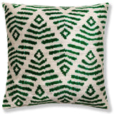 Hand-Knotted Emerald Green Geometric Silk Velvet Pillow - 20x20 Ikat