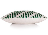 Hand-Knotted Emerald Green Geometric Silk Velvet Pillow - 20x20 Ikat