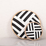 Beaded Cameroon Shield Black & White on Stand | Lined Design