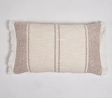 Striped Handloom Lumbar Cushion Cover with Frayed Sides