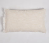 Striped Handloom Lumbar Cushion Cover with Frayed Sides