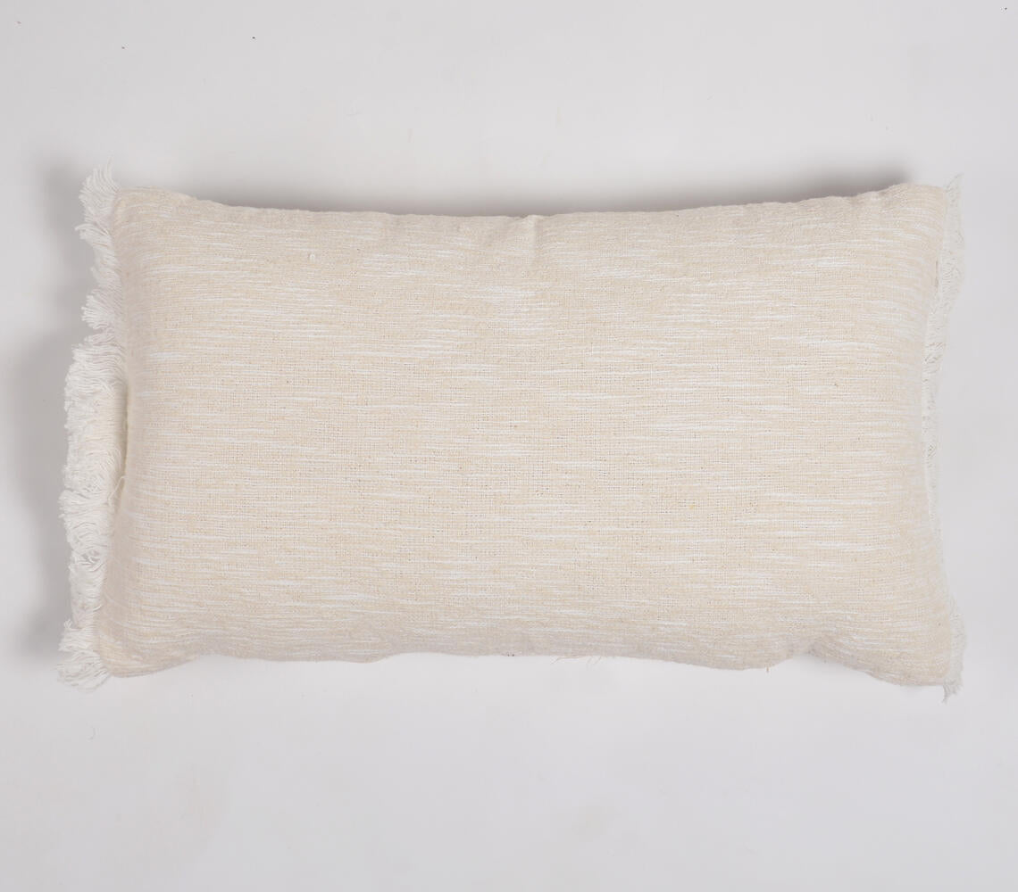 Striped Handloom Lumbar Cushion Cover with Frayed Sides