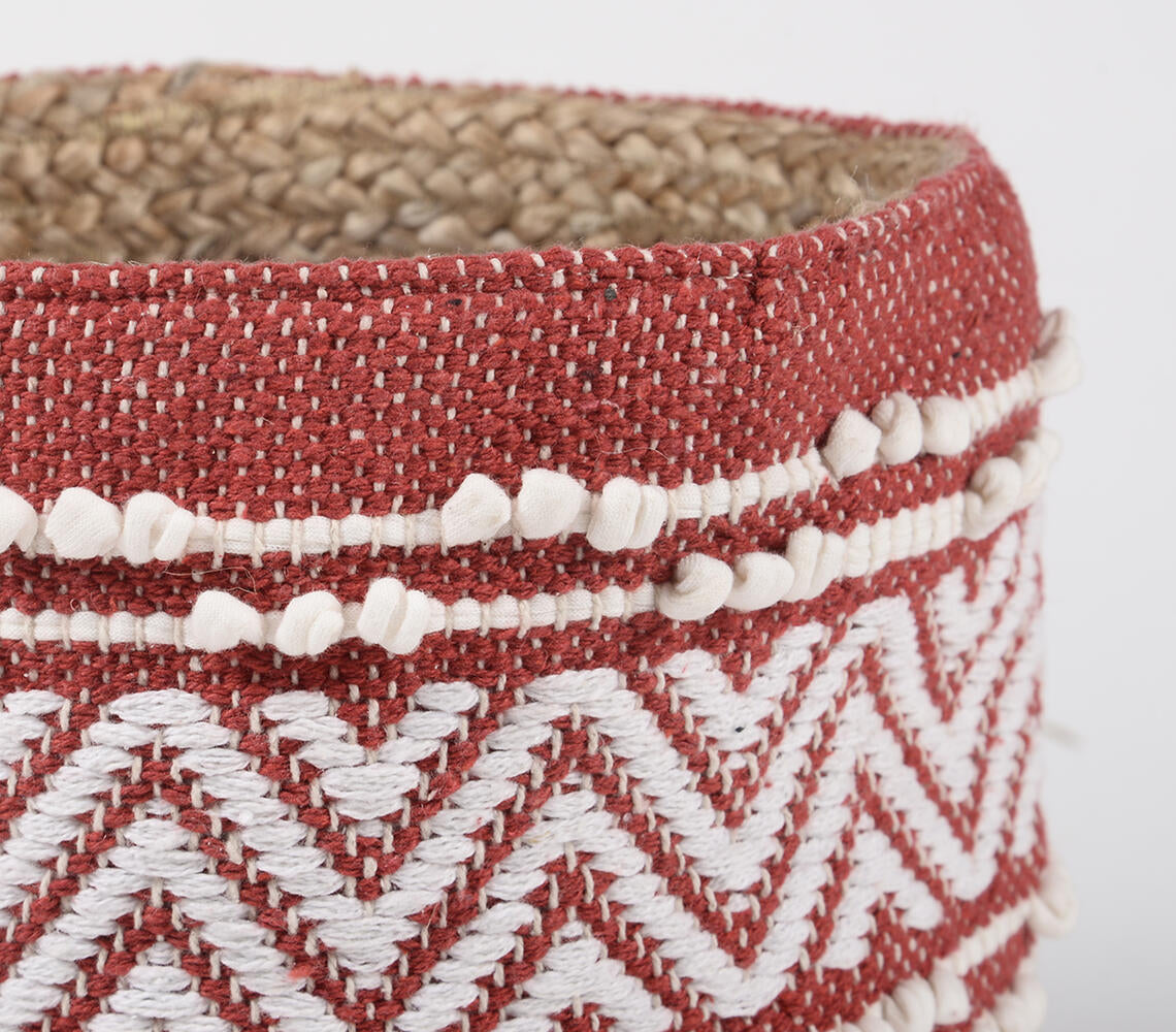 Handwoven Ruby Cotton & Jute Basket